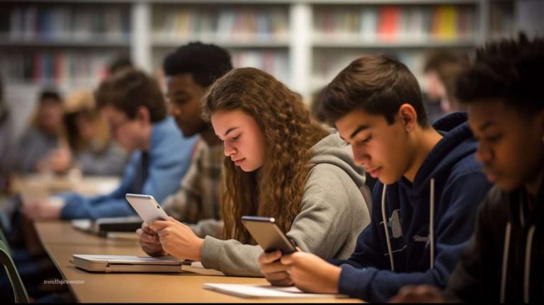 High school students learning through AI video e-learning